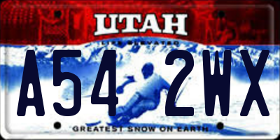 UT license plate A542WX