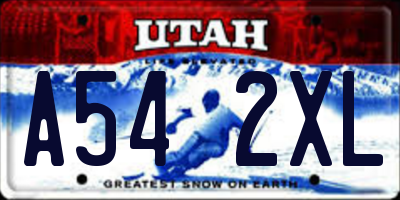 UT license plate A542XL