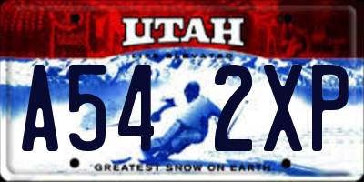 UT license plate A542XP