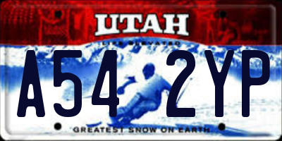 UT license plate A542YP