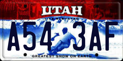 UT license plate A543AF