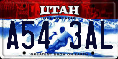 UT license plate A543AL