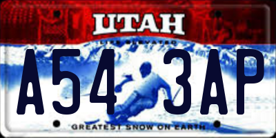 UT license plate A543AP