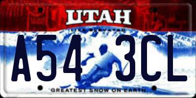 UT license plate A543CL