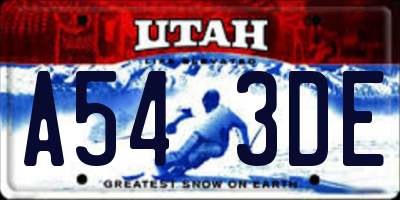 UT license plate A543DE