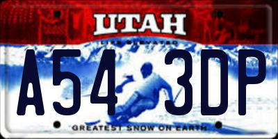 UT license plate A543DP