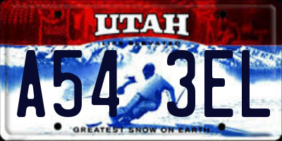 UT license plate A543EL