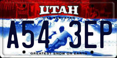 UT license plate A543EP