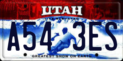 UT license plate A543ES