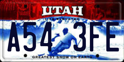 UT license plate A543FE