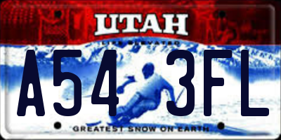 UT license plate A543FL