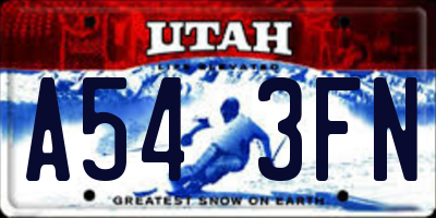 UT license plate A543FN