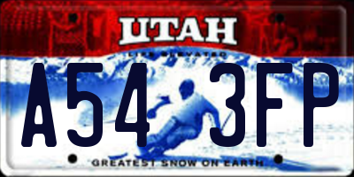 UT license plate A543FP