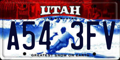 UT license plate A543FV