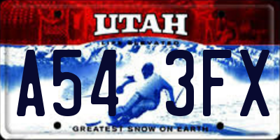 UT license plate A543FX