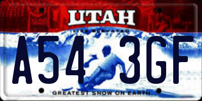 UT license plate A543GF