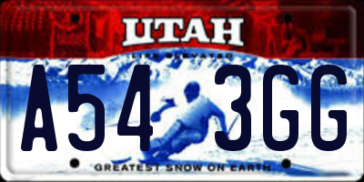 UT license plate A543GG