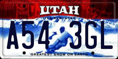 UT license plate A543GL