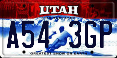 UT license plate A543GP
