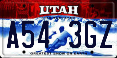 UT license plate A543GZ