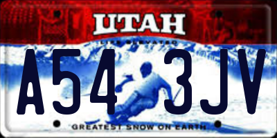 UT license plate A543JV