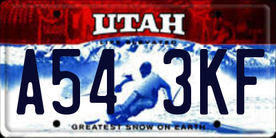 UT license plate A543KF