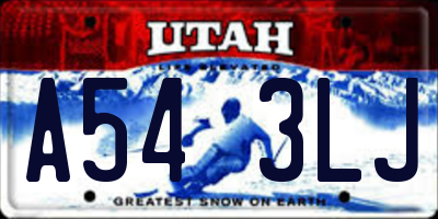 UT license plate A543LJ