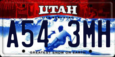 UT license plate A543MH