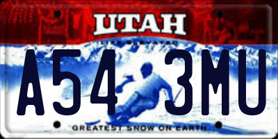 UT license plate A543MU
