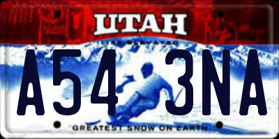 UT license plate A543NA