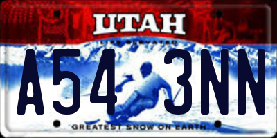 UT license plate A543NN