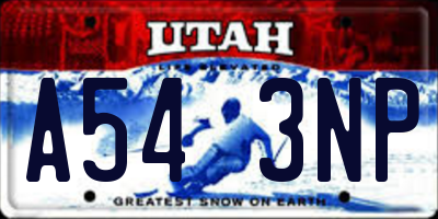 UT license plate A543NP