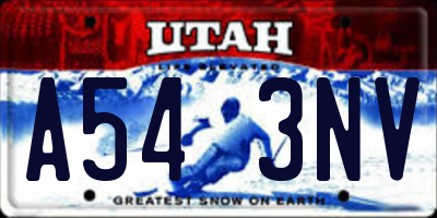 UT license plate A543NV