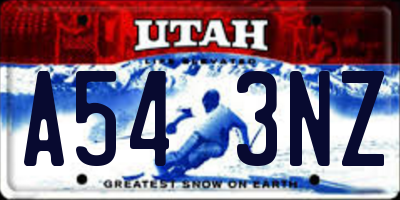 UT license plate A543NZ