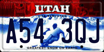 UT license plate A543QJ