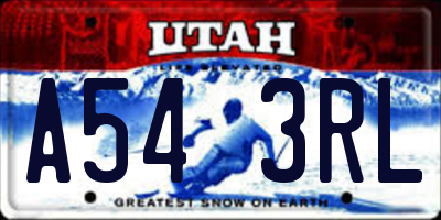 UT license plate A543RL