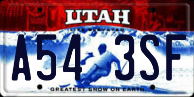 UT license plate A543SF
