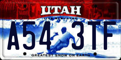 UT license plate A543TF