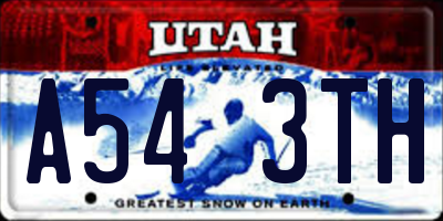 UT license plate A543TH