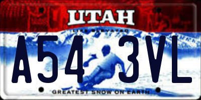 UT license plate A543VL