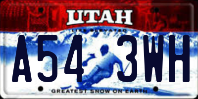 UT license plate A543WH