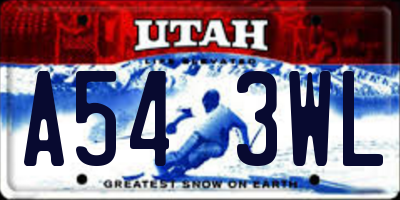 UT license plate A543WL