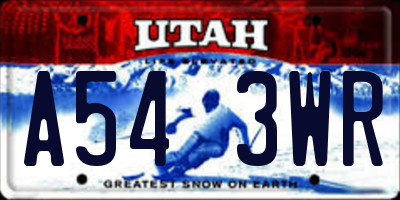 UT license plate A543WR