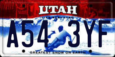 UT license plate A543YF