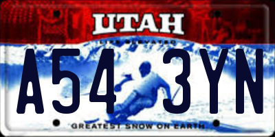 UT license plate A543YN