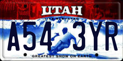UT license plate A543YR