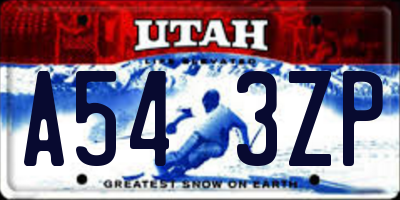 UT license plate A543ZP