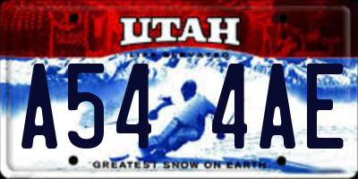 UT license plate A544AE