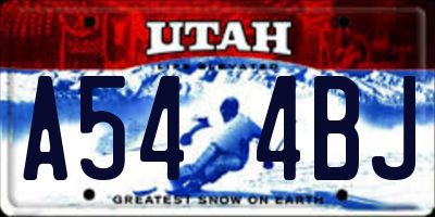 UT license plate A544BJ