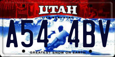 UT license plate A544BV